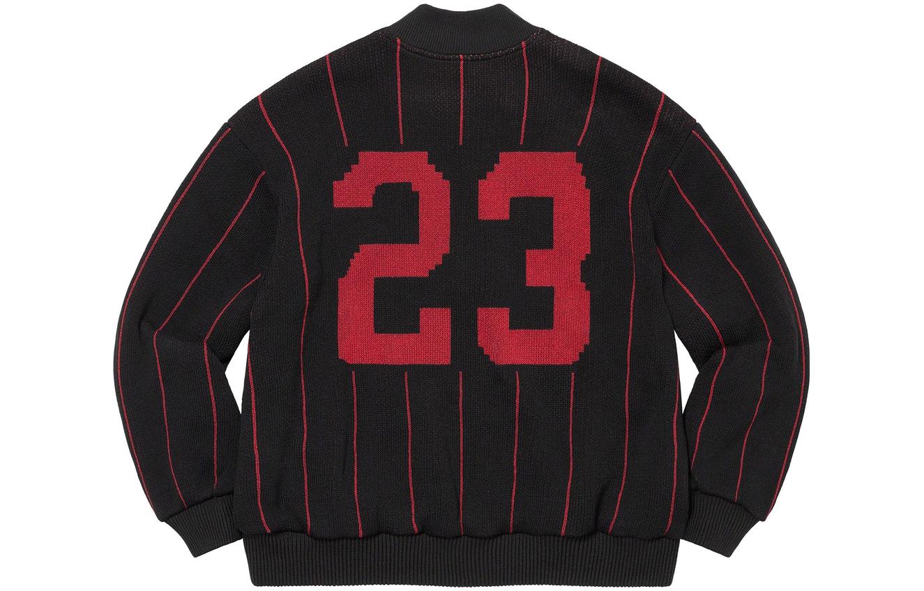 Supreme SS23 Week11 Pinstripe Varsity Zip Up Jacket 'Black' SUP-SS23-204