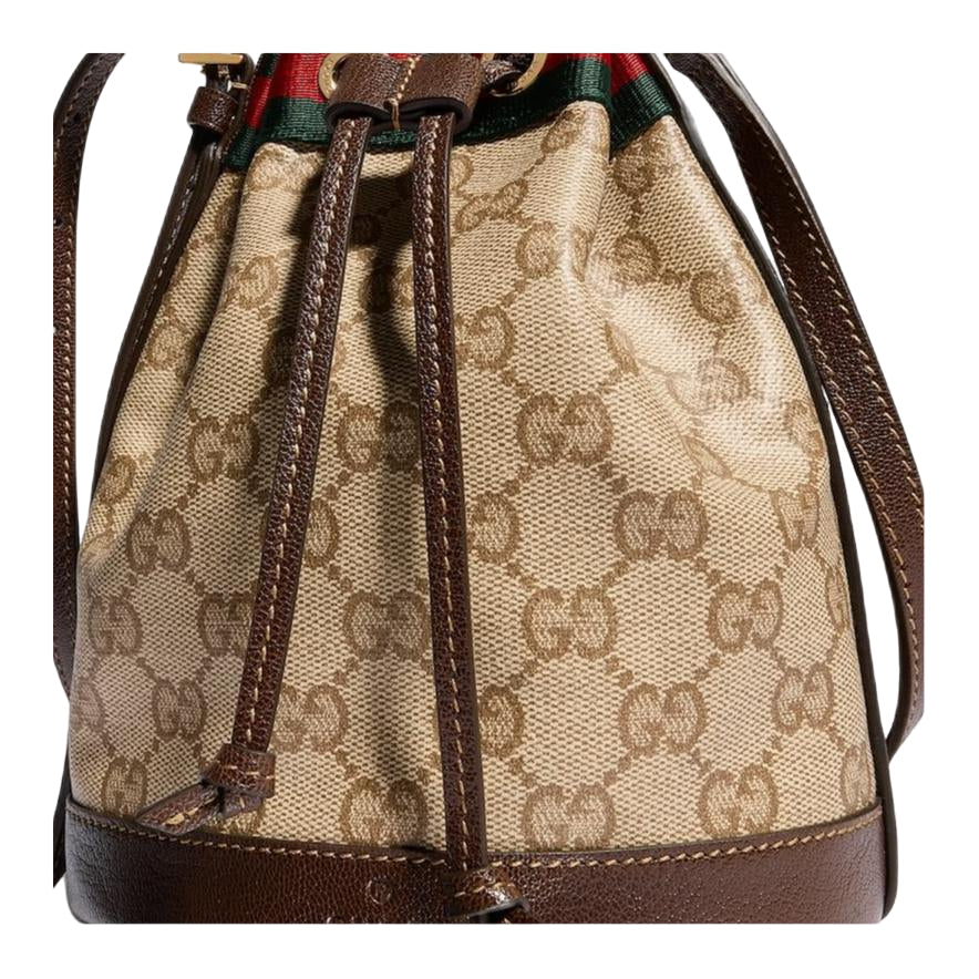 (WMNS) Gucci Mini Bucket Bag with Web 'Sand Dark Brown' 876060-FAF8R-8547