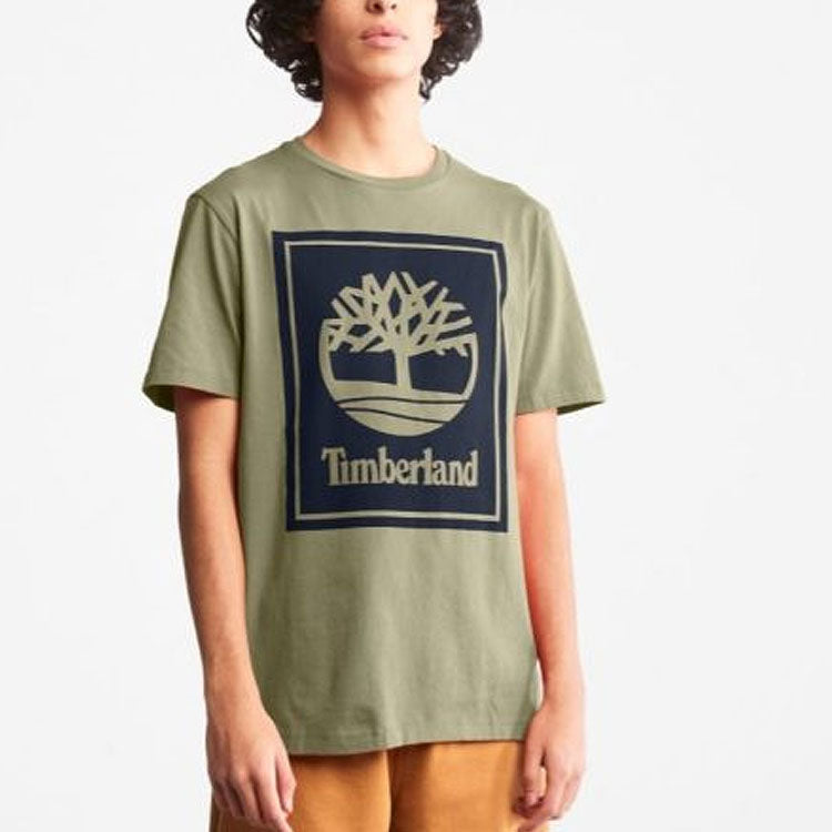 Timberland Printing Casual Round Neck Short Sleeve Couple Style Green A2AJ1-Z28