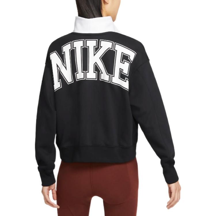 (WMNS) Nike NSW Team Fleece Top 'Black White Red' DQ6944-010