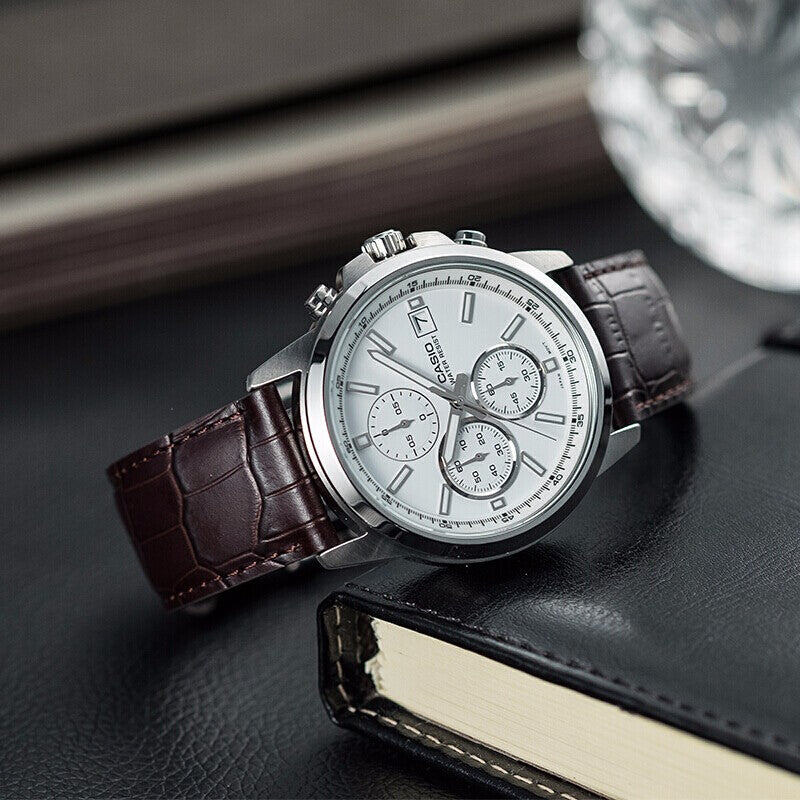 CASIO Edifice Waterproof Men Black/Silver Mens Brown Analog MTH-5001L-7APF