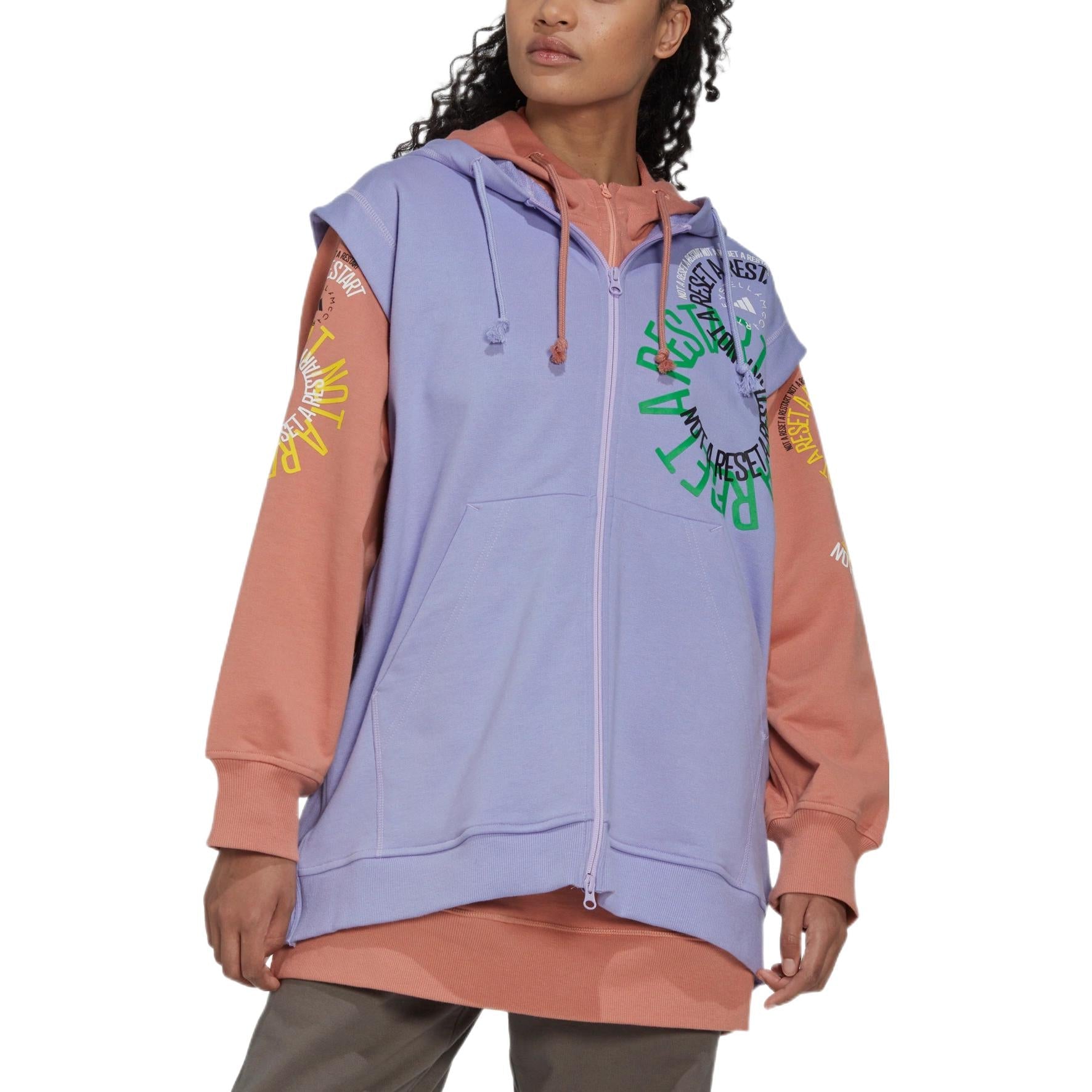 adidas Logo Alphabet Printing Pattern Hooded Zipper Purple IB5904