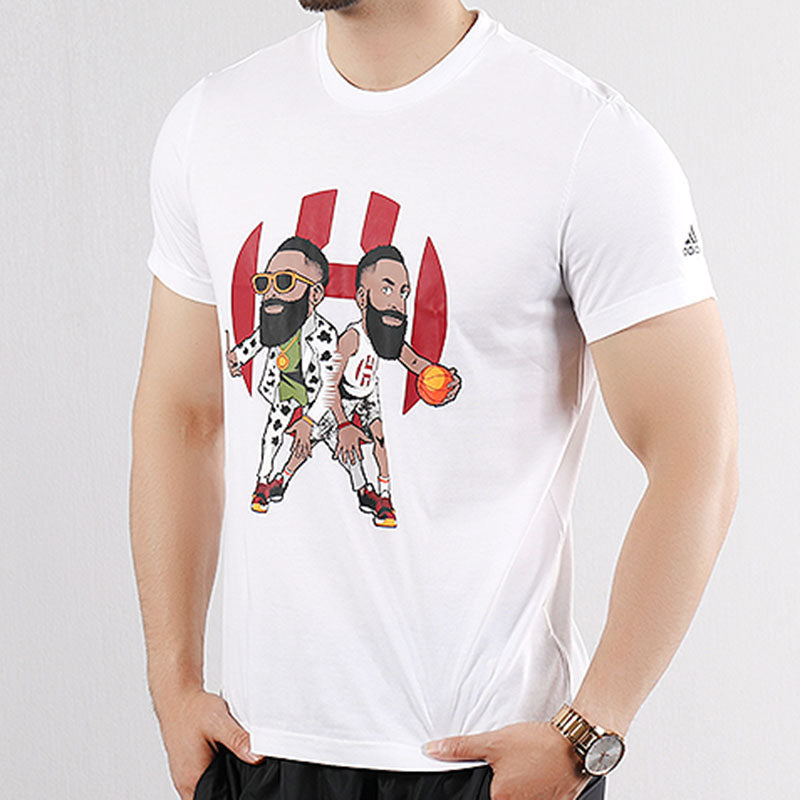 adidas Hardn Geek Up Casual Sports Basketball Printing Short Sleeve White DX6931