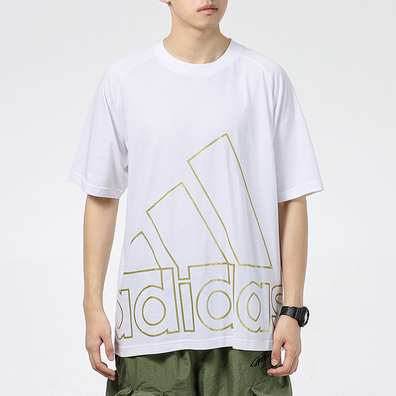adidas U Big Logo T Leisure Sports Crewneck Letter Print Short Sleeve White H60663