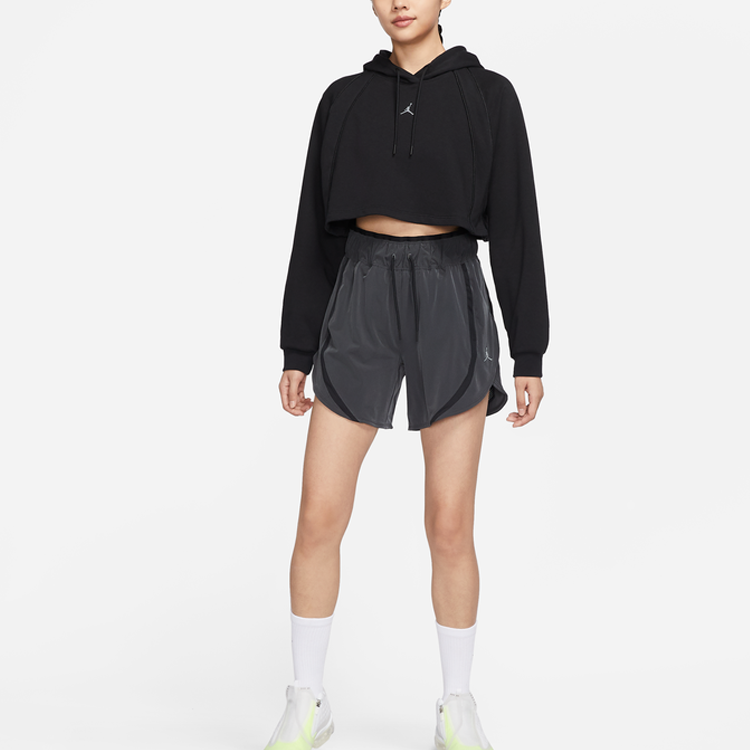 (WMNS) Air Jordan Crop Pullover Fleece Hoodie 'Black' DQ4391-010