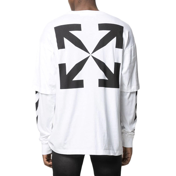 Men's Off-White Mona Lisa Printing Round Neck Long Sleeves Loose Fit White T-Shirt 0MAB022R21JER0010110