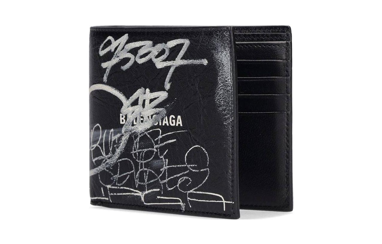 Balenciaga Square Folded Graffiti Wallet 'Black White' 594549210LH1090