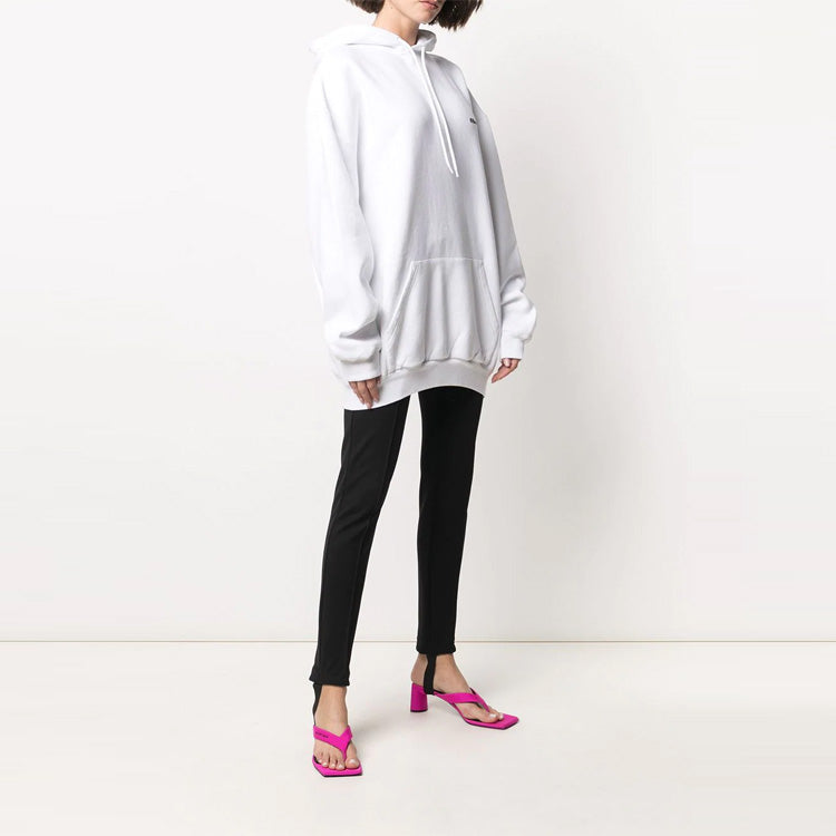 (WMNS) Balenciaga SS21 Small Label Logo Cotton Hoodie White 578135TJV859040