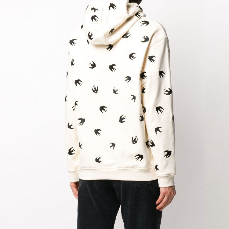 McQ Alexander McQueen Beige Swallow Pattern hooded Long Sleeves Hoodie Beige 481637-ROR61-9089