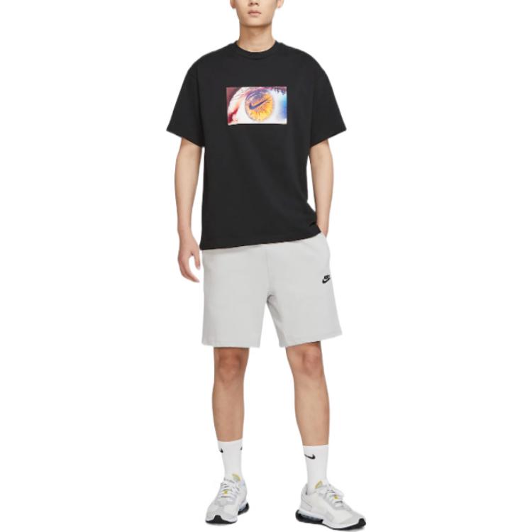 Men's Nike Eye Pattern Logo Printing Round Neck Casual Short Sleeve Black T-Shirt DX5832-010