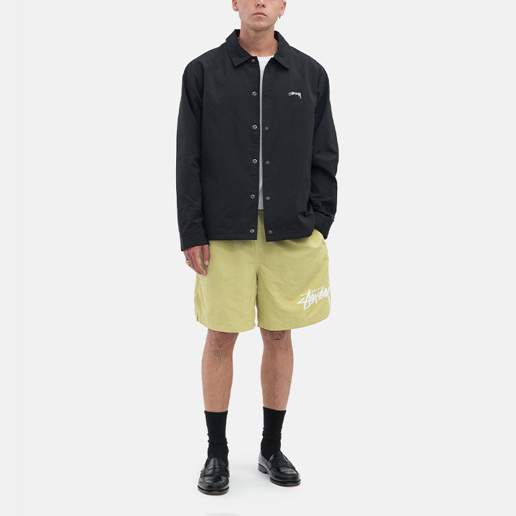 Stussy Smooth Stock Coach Jacket Logo Solid Color Unisex Black 115594