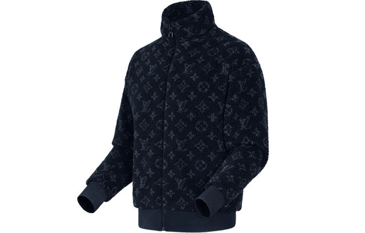 LOUIS VUITTON LV Monogram Jacquard Fleece Zip-Through Jacket Blue 1A8ECV