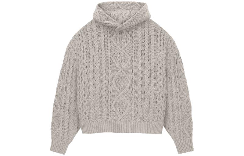 Fear of God Essentials FW23 Cable Knit Hoodie 'Silver Cloud' 192BT234392F