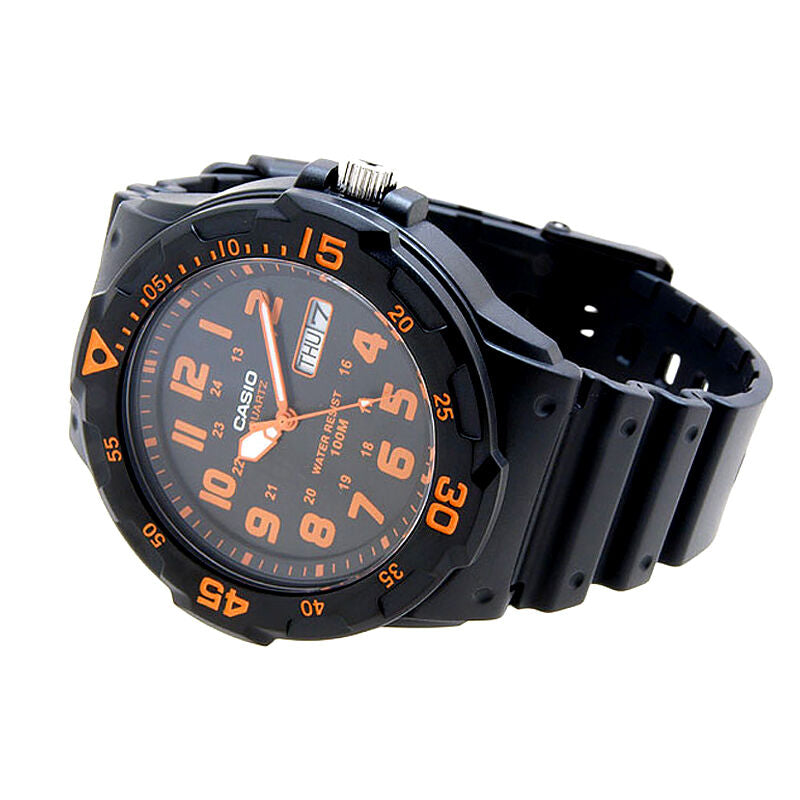CASIO Sports Waterproof Shockproof Mens Black/Orange Analog MRW-200H-4B
