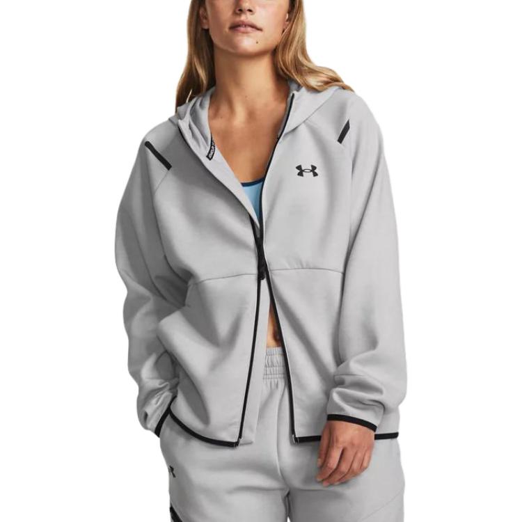 (WMNS) Under Armour Unstoppable Fleece Full Zip Jacket 'Light Grey' 1379842-011