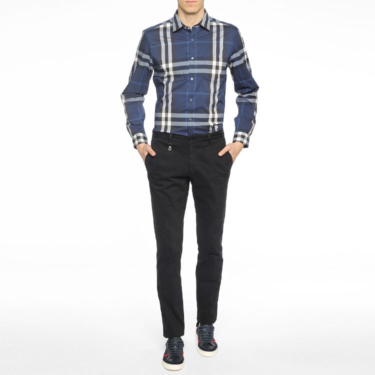 Burberry SS21 Classic Plaid Long Sleeves Shirt 'Navy Blue' 40234821