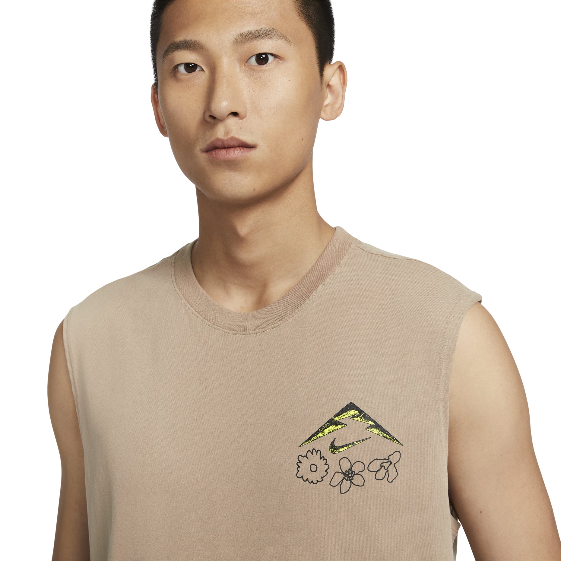 Nike Dri-FIT Graphic Running Tank Asia Sizing 'Khaki' FZ8053-247