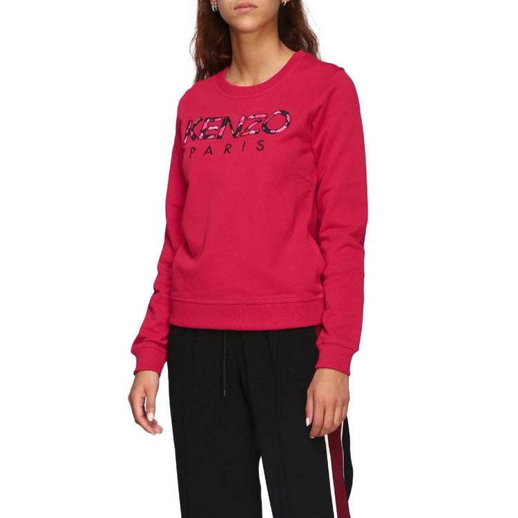 (WMNS) KENZO Logo Pattern Round Neck Long Sleeves CHERRY Red Hoodie F962SW707962-22