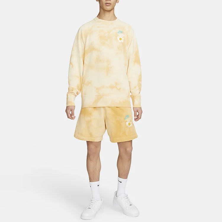 Men's Nike Sportswear Tie Dye Embroidered Daisy Round Neck Gold DM5011-777