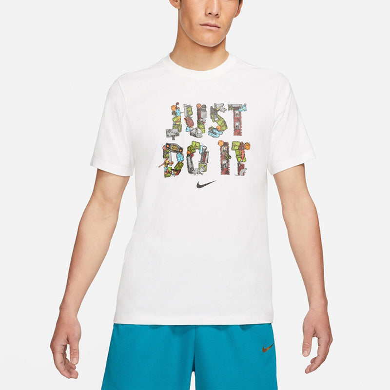 Nike Just Do It Alphabet Printing Sport Short Sleeve Men's White DD0802-100
