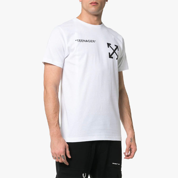 Off-White C/O Virgil Abloh Men'S White Flamed Bart Short Sleeve Slim Tee OMAA027S191850350188