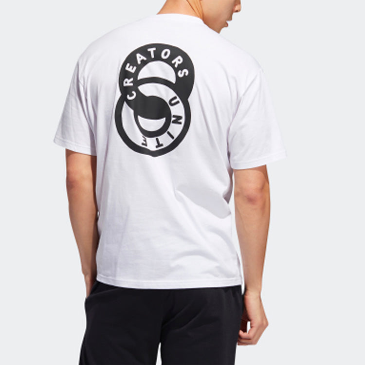adidas Logo Printing Round Neck Short Sleeve White ED8293