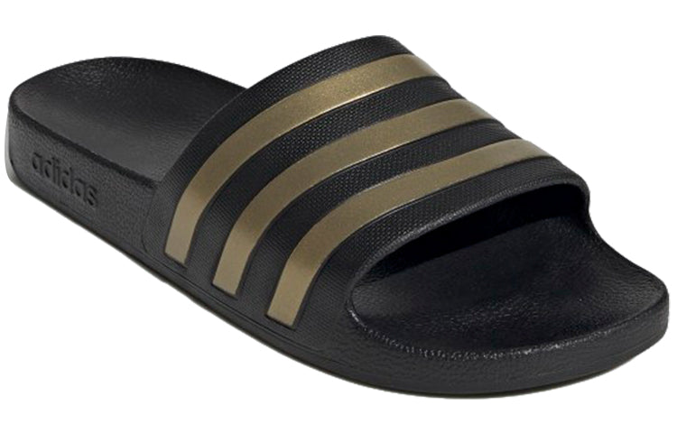 adidas Adilette Aqua Slides 'Black Gold Metallic' EG1758