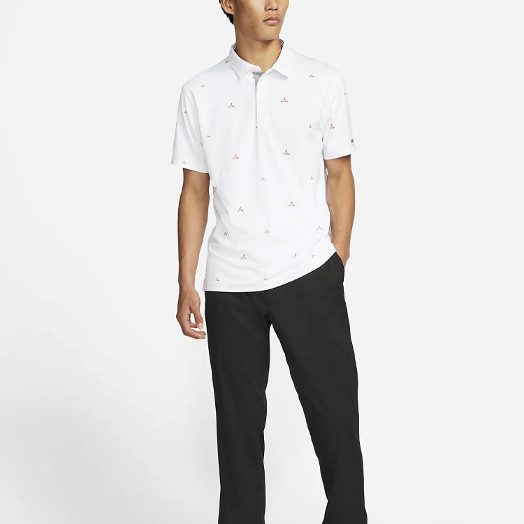 Men's Nike Full Print Golf Short Sleeve polo White Polo Shirt DH0946-100