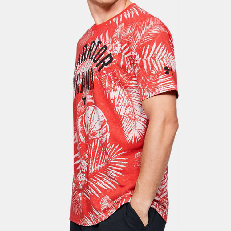 Men's Under Armour Project Rock Aloha Camo Short Sleeve Red 1351585-608