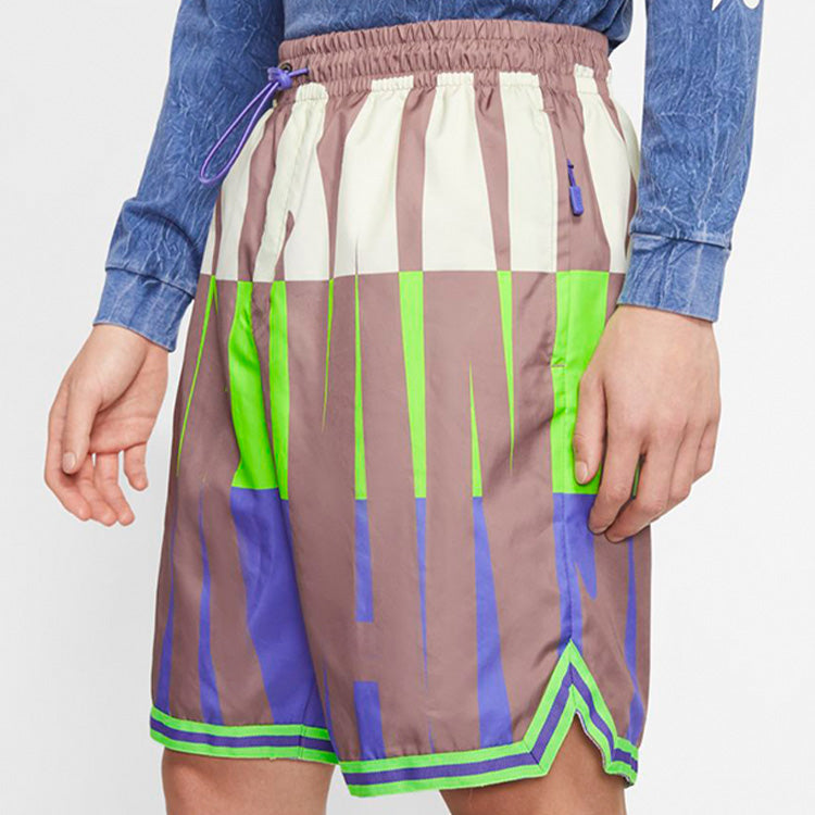 Air Jordan Wings Poolside Colorblock Breathable Loose Sports Shorts 'Green Purple' CJ4075-398