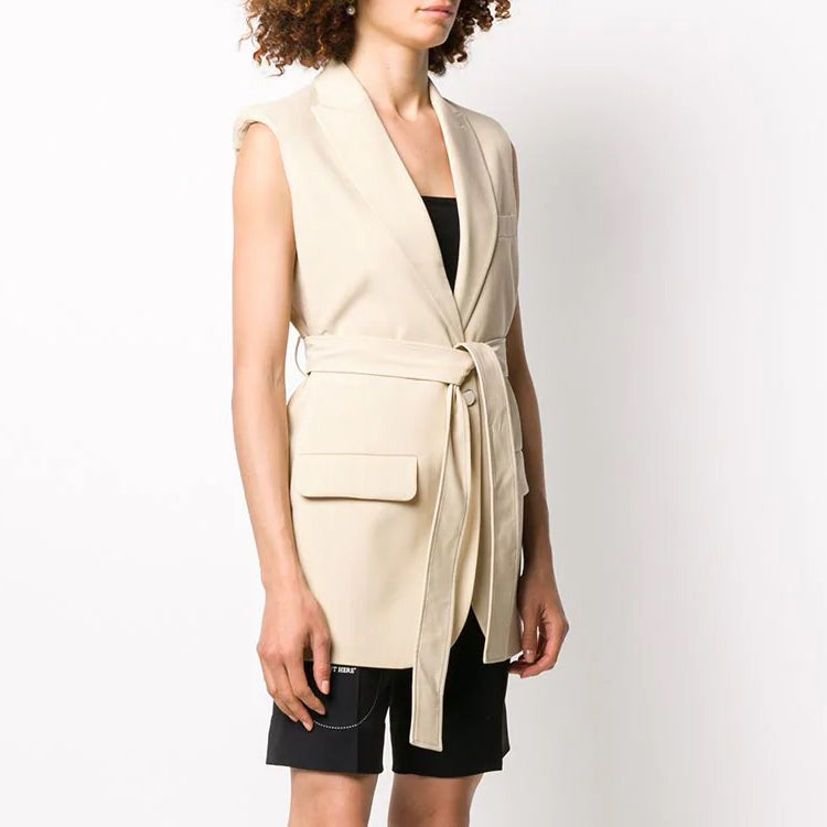 (WMNS) Off-White SS20 Sleeveless Single-breasted Blazer Jacket Buff White OWEF046S20FAB0016100
