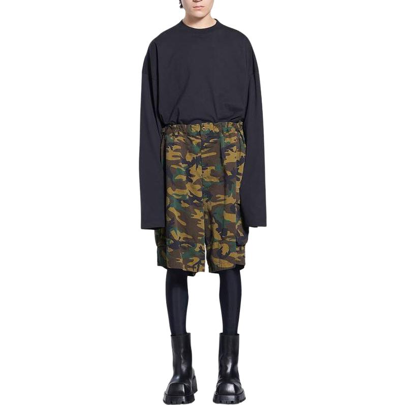 Balenciaga Camouflage Cargo Kick Shorts 'Green' 681257TKL142840