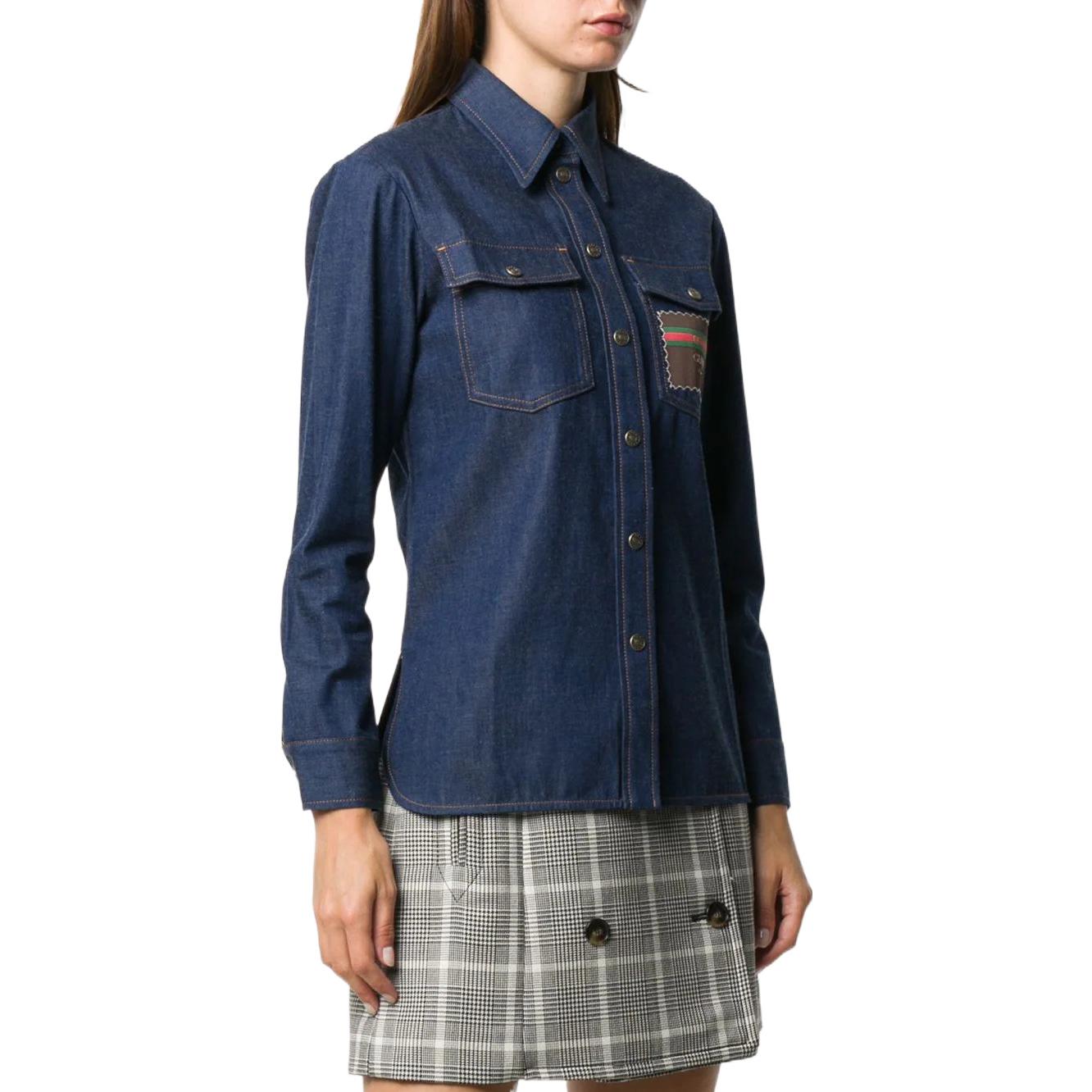 (WMNS) Gucci Denim shirt with Gucci Boutique 'Blue' 628881-XDA93-4759