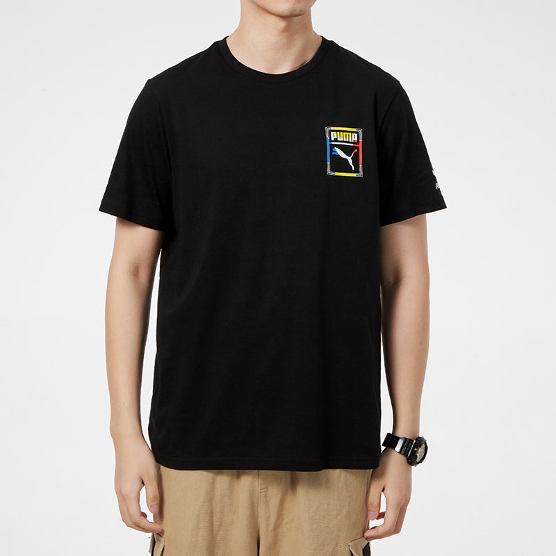 PUMA Running Quick Dry Breathable Casual Round Neck Short Sleeve Black 534151-01