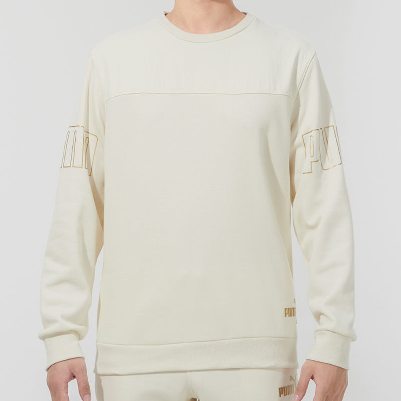 PUMA Winterized Crew Bronzing Logo Splicing Sports Round Neck Pullover White 848256-73