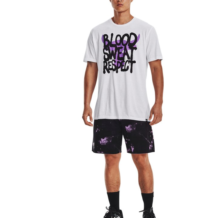 Under Armour Project Rock Payoff Short Sleeve T-shirt 'White Purple Black' 1373745-100