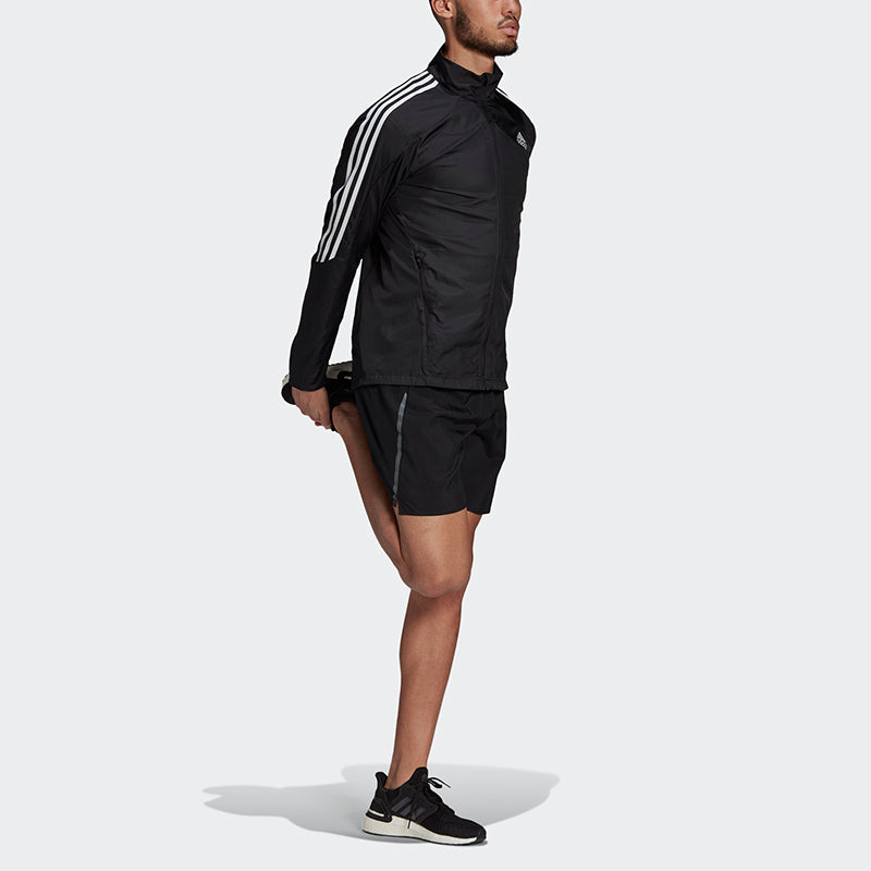 adidas Marathon Jkt Stand Collar Running Sports Jacket Black GM1410