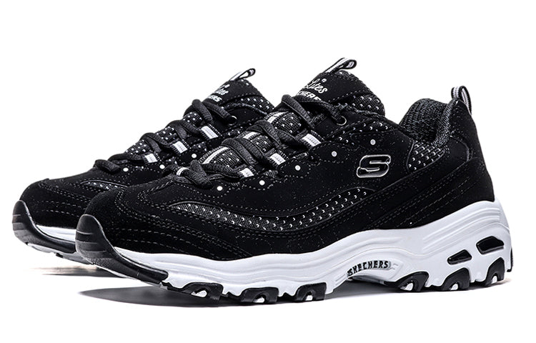 (WMNS) Skechers D'LITES Low-Running Shoes Black 13142-BKW