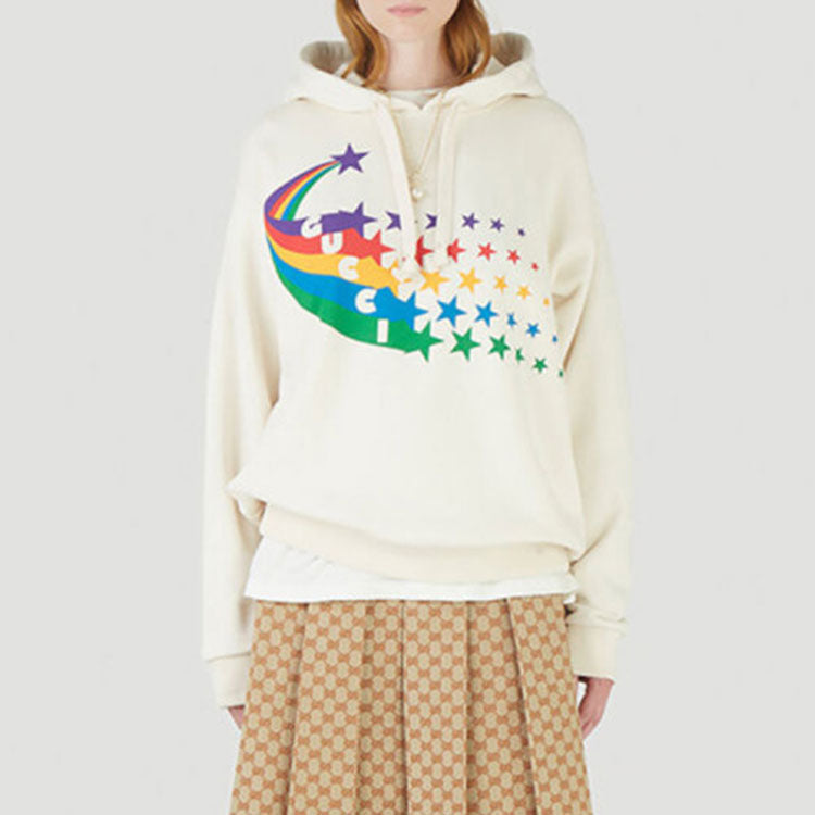 (WMNS) Gucci Rainbow Star Hoodie 'Beige' 615061-XJDF7-9230