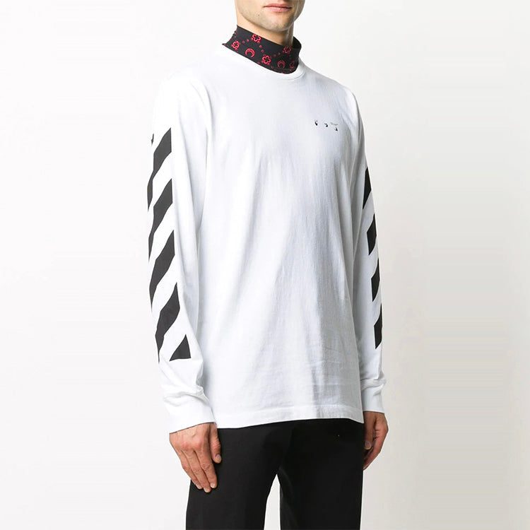 Men's Off-White Printing Long Sleeves White T-Shirt OMAB001F20FAB0050110