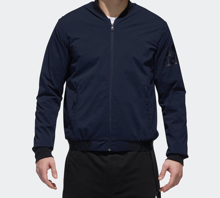 Men's adidas Logo Printing Baseball Blue Aviator Jacket DW4619