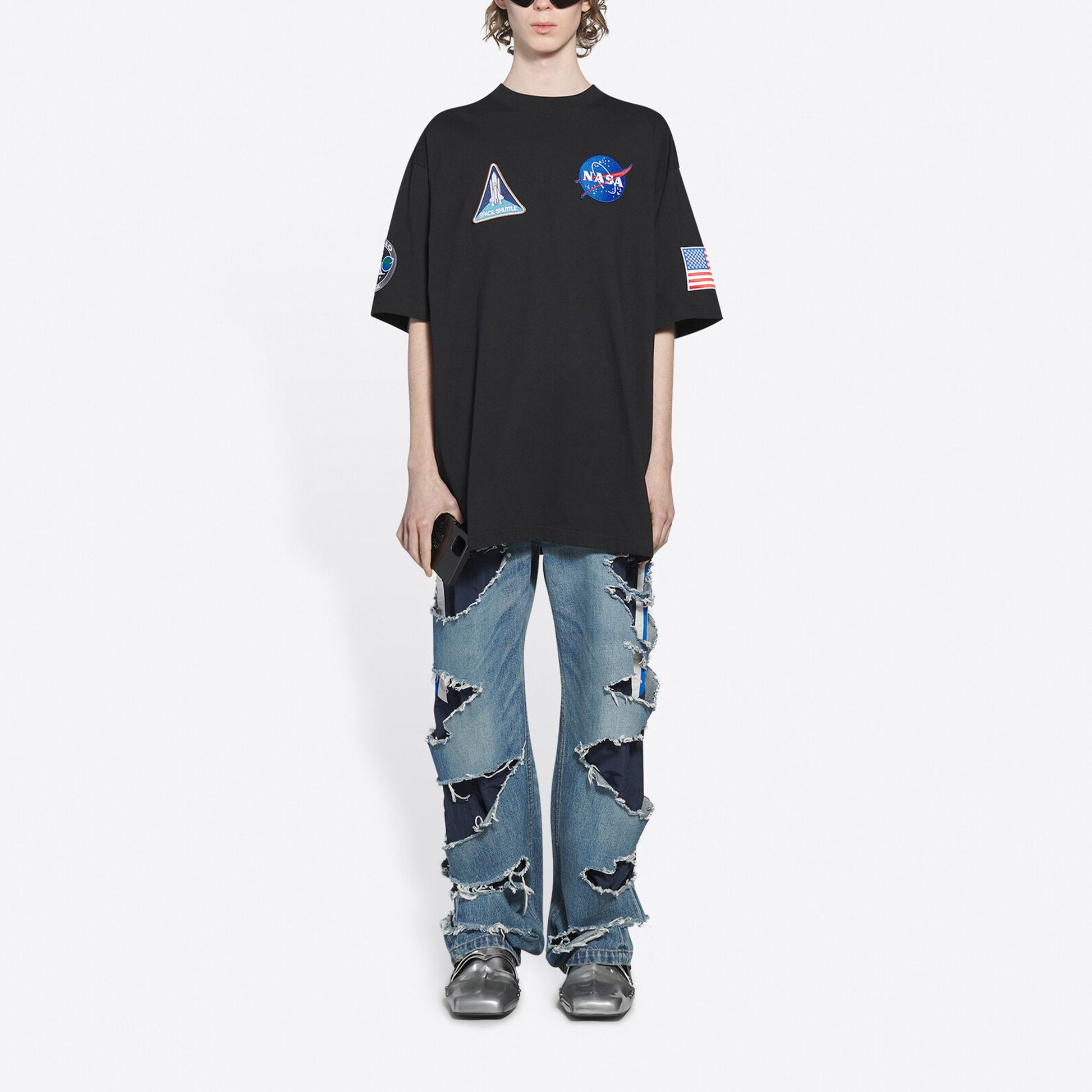 Balenciaga x NASA Crossover Space Retro Short Sleeve Tee 'Black' 651795TKVD71070