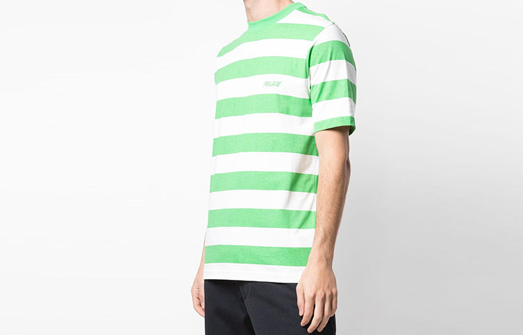 Men's PALACE White Green Stripe Round Neck Short Sleeve 'Green White' P17ES014T
