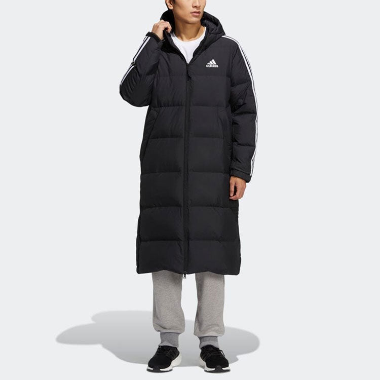 adidas 3ST Long Coat Outdoor Sports Hooded Stay Warm Down Jacket Black H20760