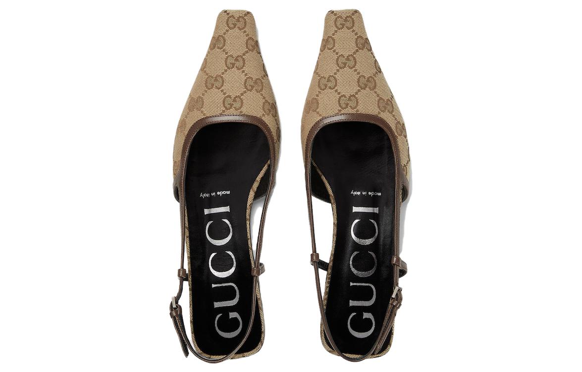 (WMNS) Gucci GG Slingback Ballet Flat 'Beige Ebony' 762420-KY980-9763