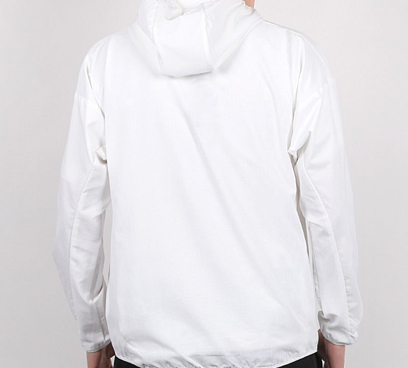 adidas HoodedPlaid Tatting Jacket Men White FM5399