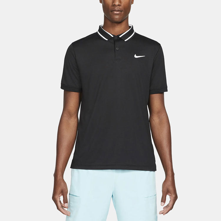 Nike Casual Sports Logo Pattern Printing Short Sleeve Polo Shirt Black CW6848-010