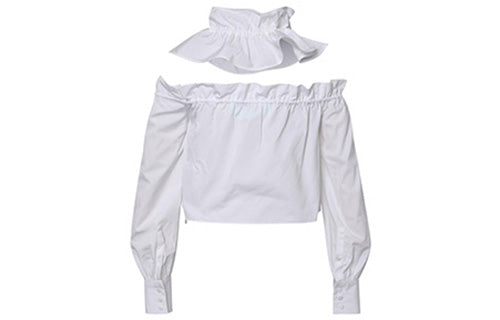 (WMNS) Off-White Long Sleeves Short White Tops OF2D2G001