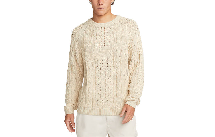 Nike Solid Color Round Neck  Knit Long Sleeves Wool Sweater Men's  Yellow DQ5177-206