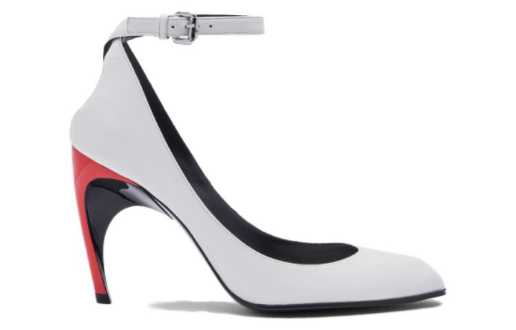 (WMNS) Alexander McQueen Armadillo Ankle Strap Heels 'Black Silver Red' 780679WIEX48740